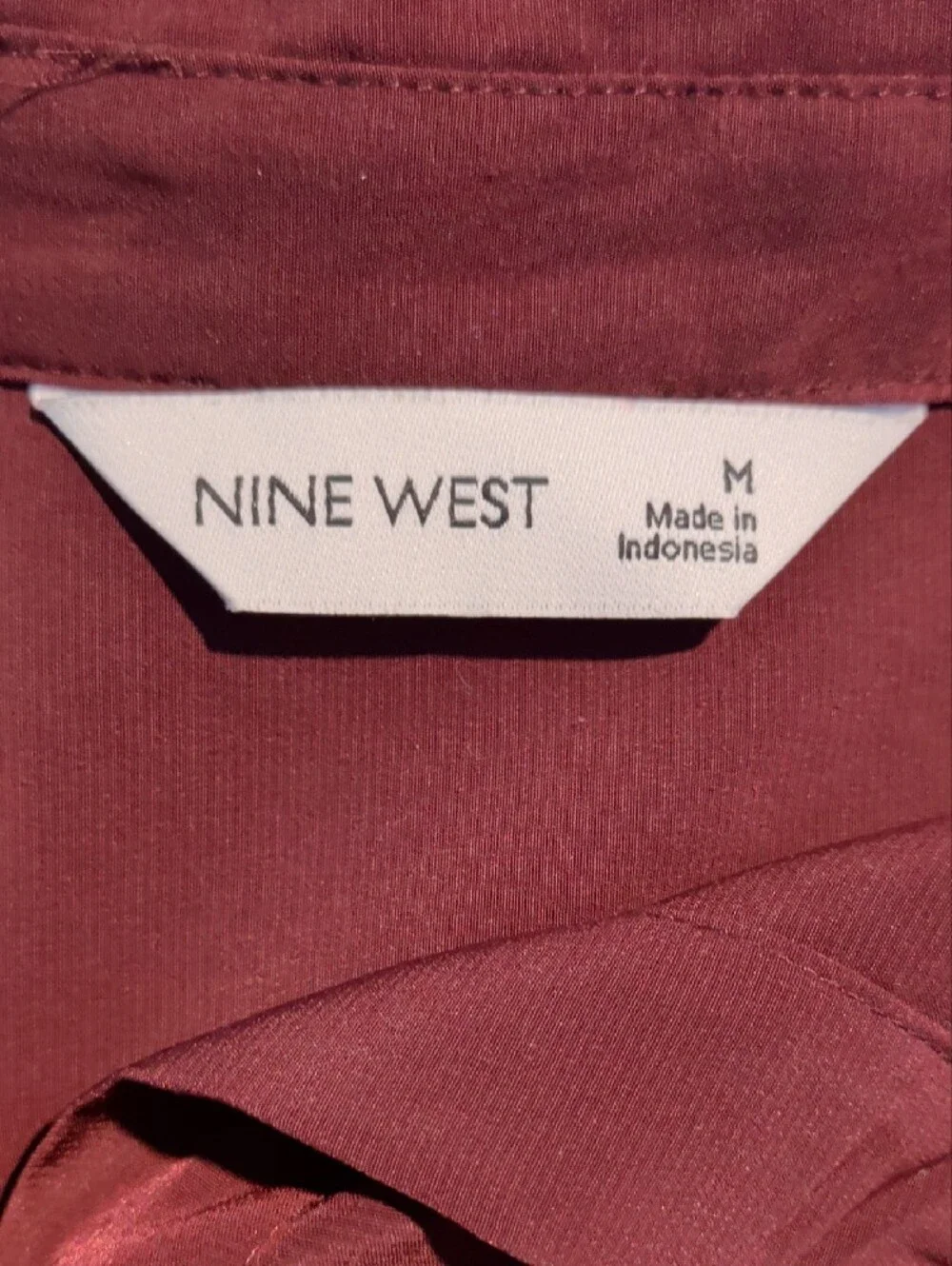 Nine West Deep Wine Button-Down Shirt